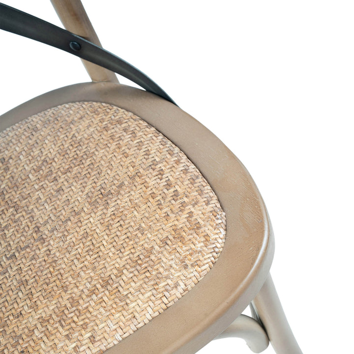 Cross Back Chair w/ Rattan Seat - Sundried