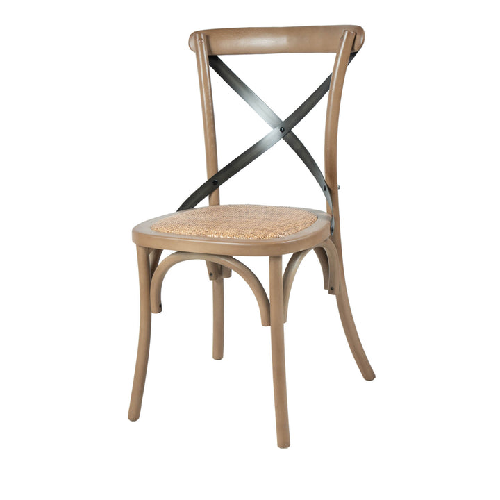 Cross Back Chair w/ Rattan Seat - Sundried