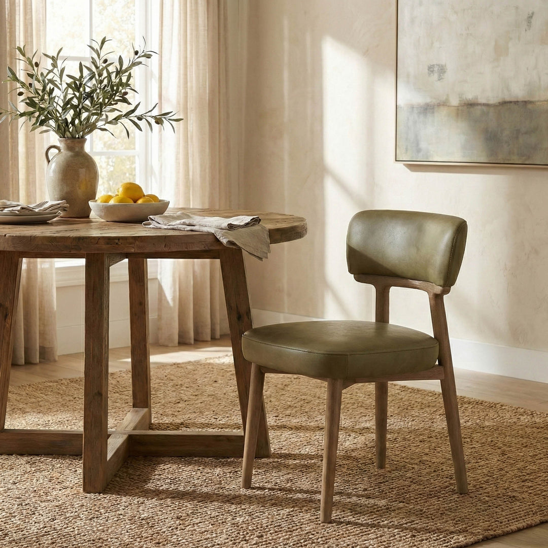 Willow Dining Chair - Sage Green Leather