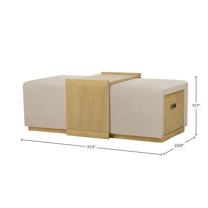Elara Storage Ottoman - Barley Chenille