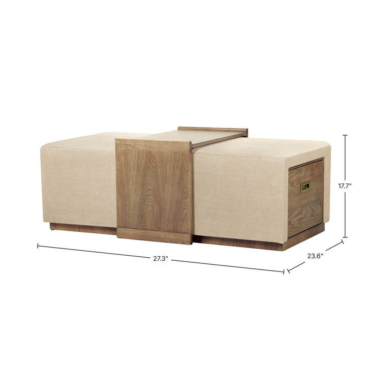 Elara Storage Ottoman - Barley Chenille