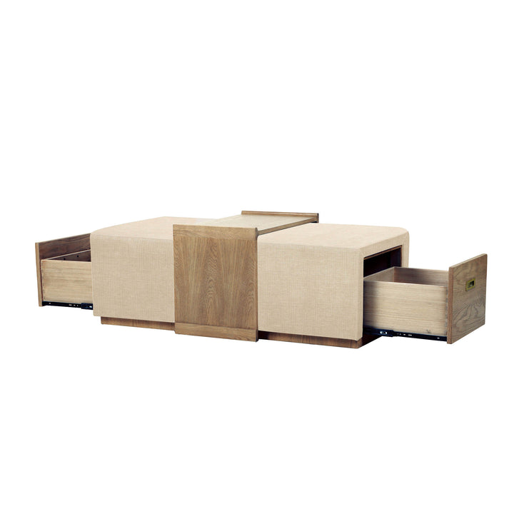 Elara Storage Ottoman - Barley Chenille
