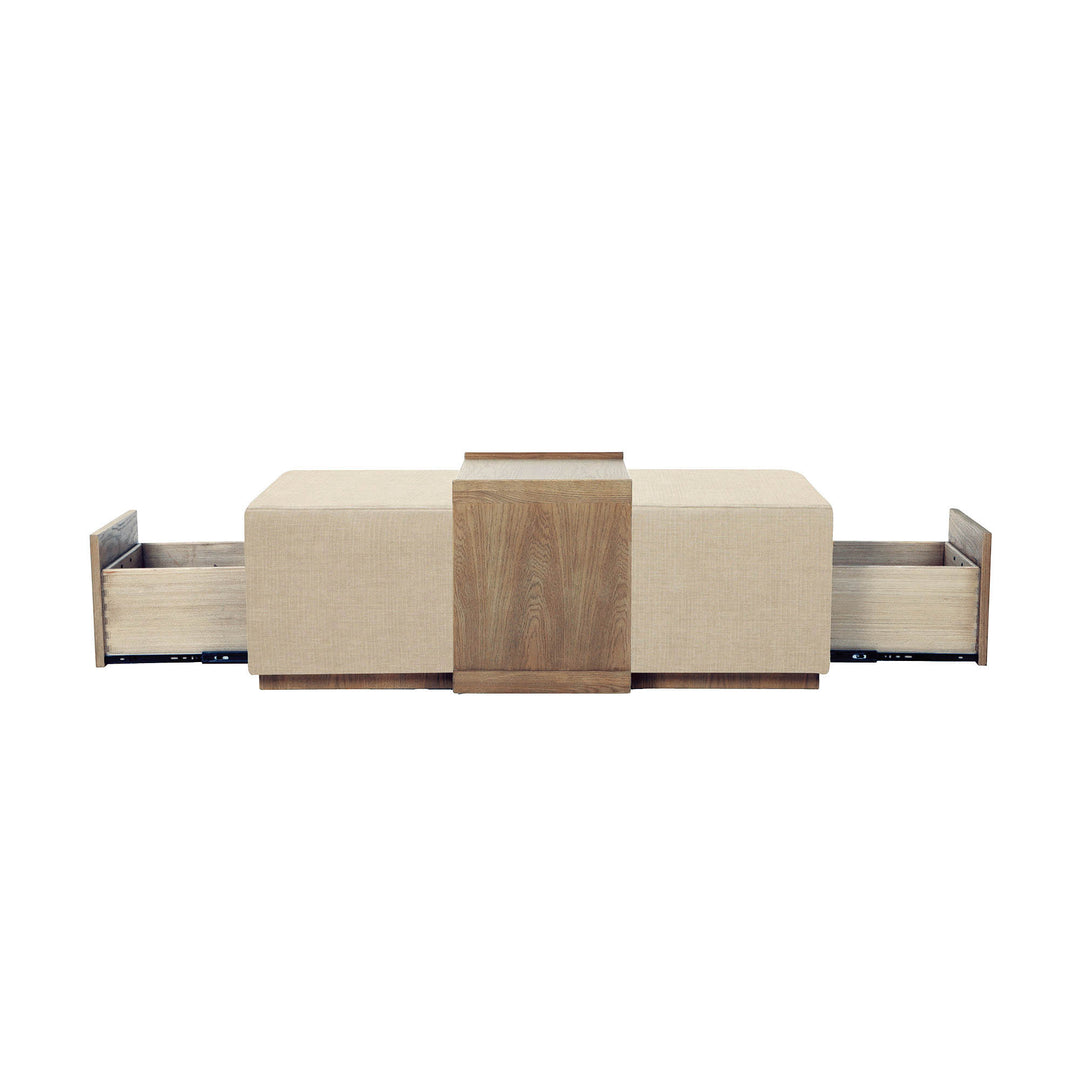 Elara Storage Ottoman - Barley Chenille