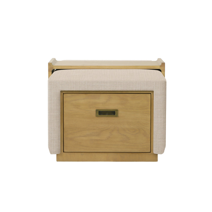 Elara Storage Ottoman - Barley Chenille