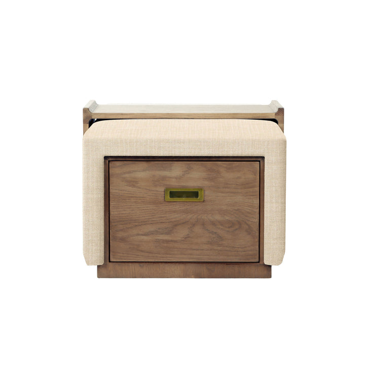 Elara Storage Ottoman - Barley Chenille