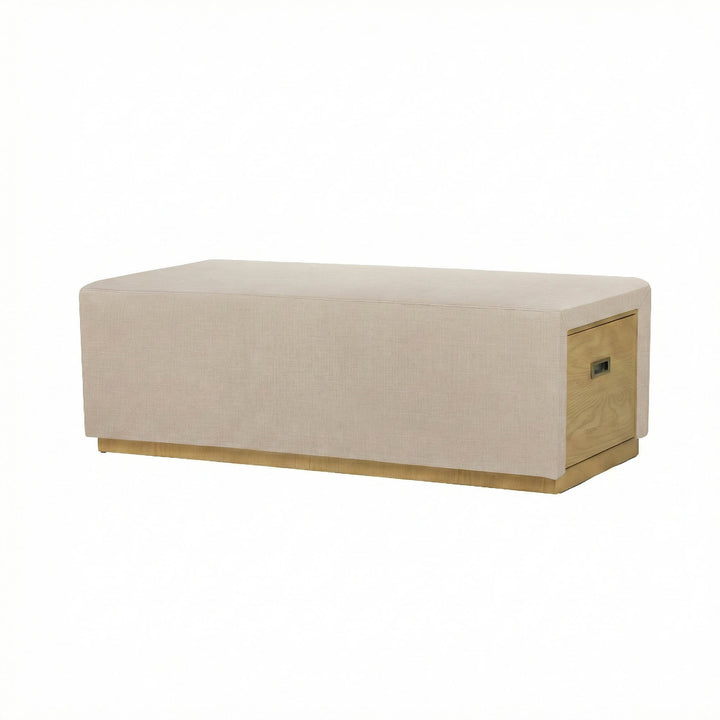 Elara Storage Ottoman - Barley Chenille
