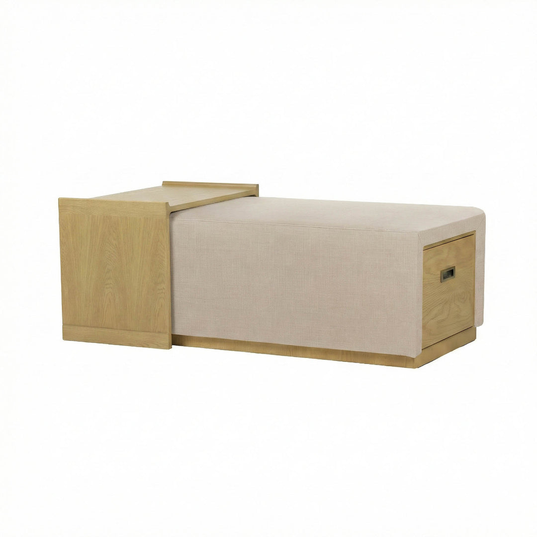 Elara Storage Ottoman - Barley Chenille