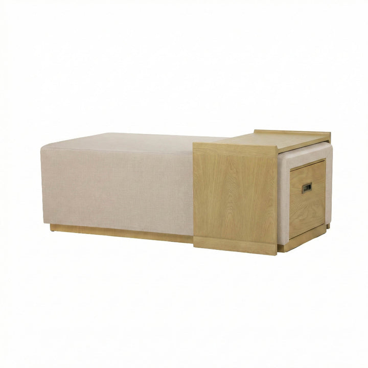 Elara Storage Ottoman - Barley Chenille