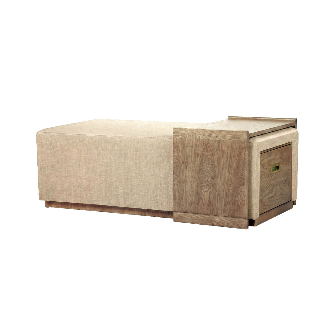Elara Storage Ottoman - Barley Chenille