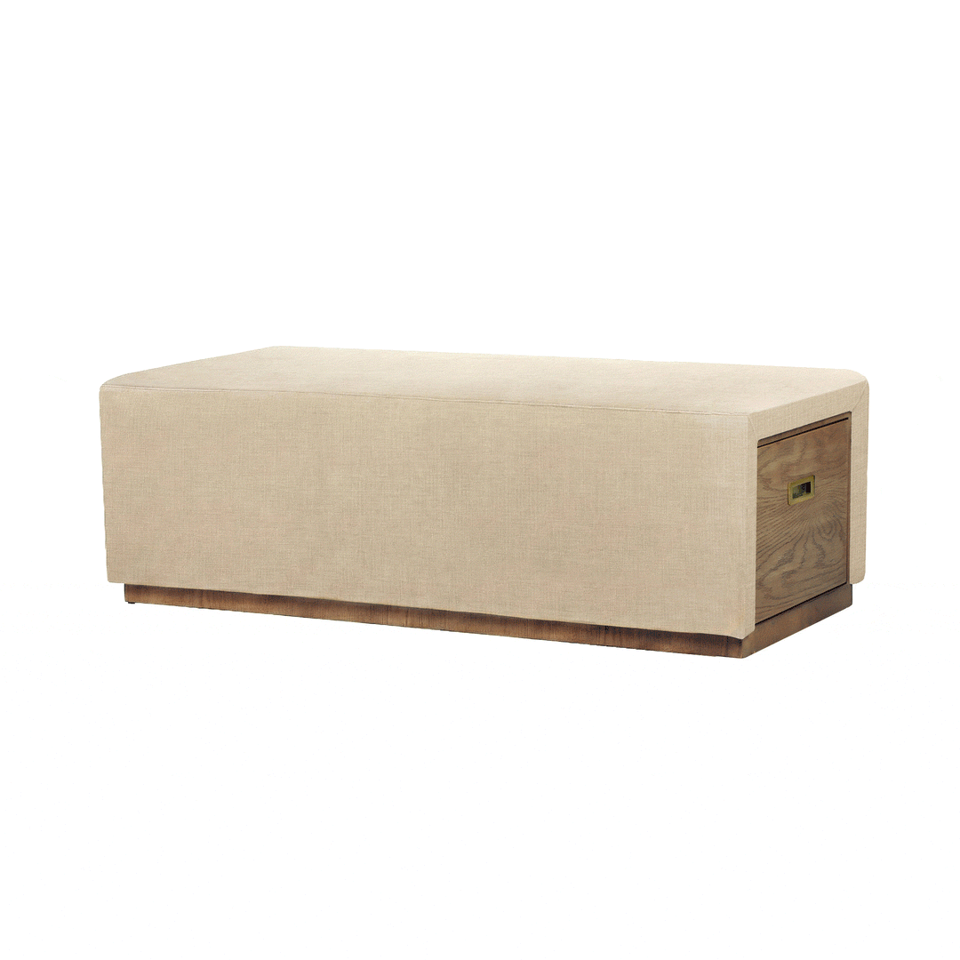 Elara Storage Ottoman - Barley Chenille