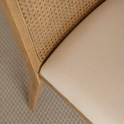 Cane Dining Chair - Oyster Linen/Natural Frame