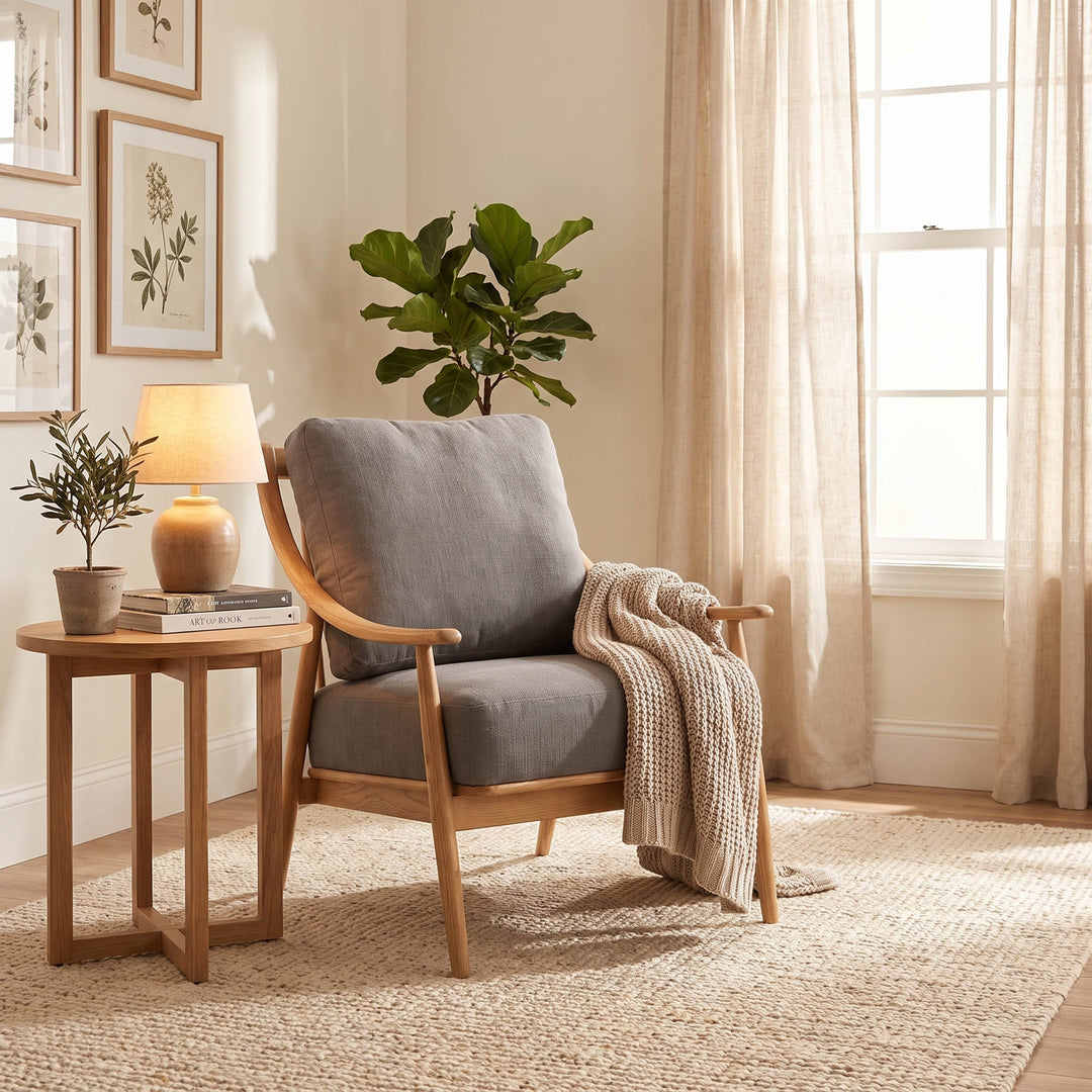 Kinsley Club Chair - Stormy Grey/Natural Frame