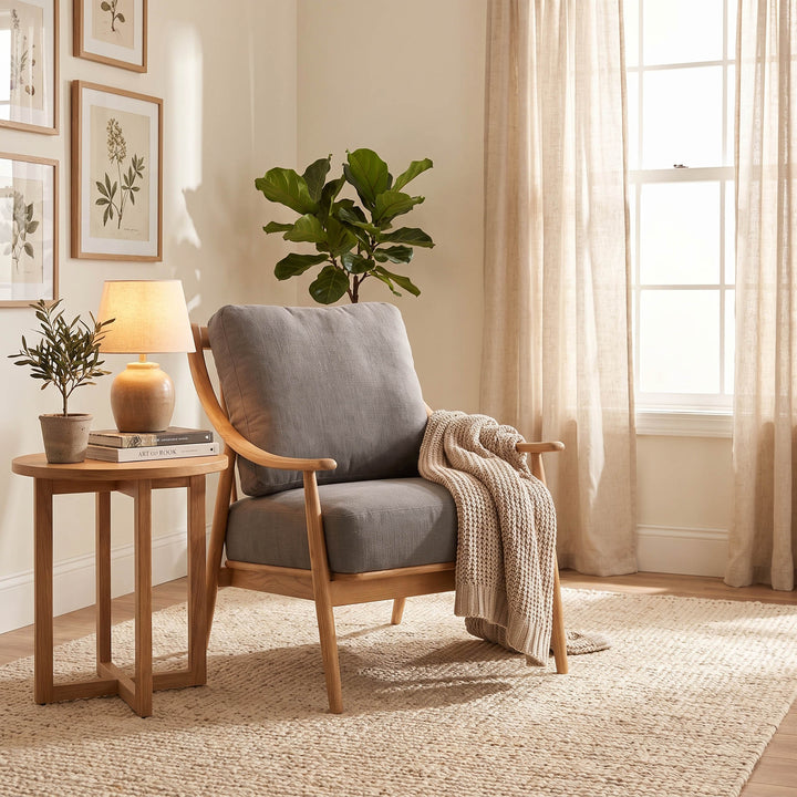 Kinsley Club Chair - Stormy Grey/Natural Frame