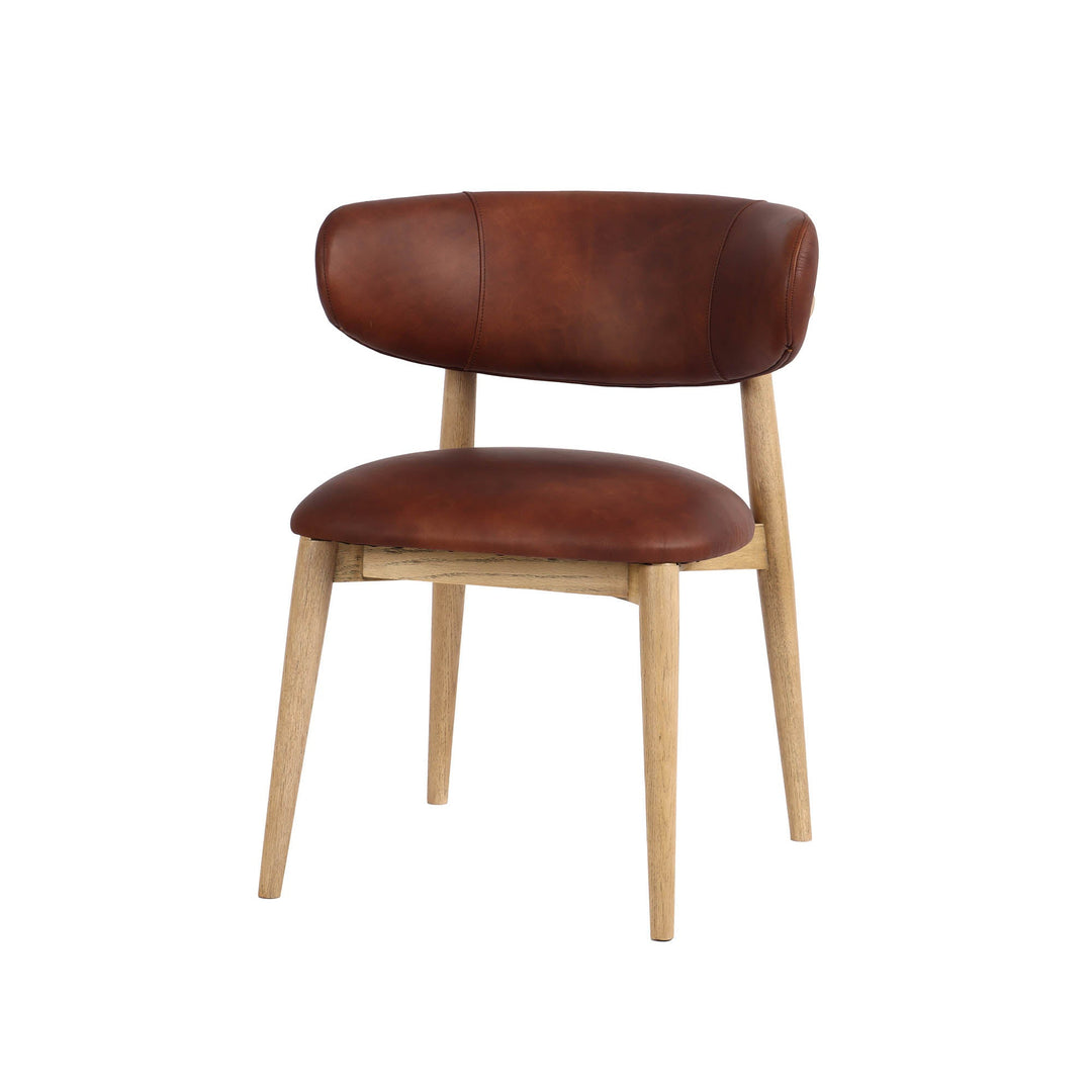 tobacco brown dining chairs Trine Chair, Dark Oak, Leather 100% top Willis Top Grain Leather Dining