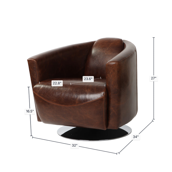 Lannister Swivel Club Chair - Brown