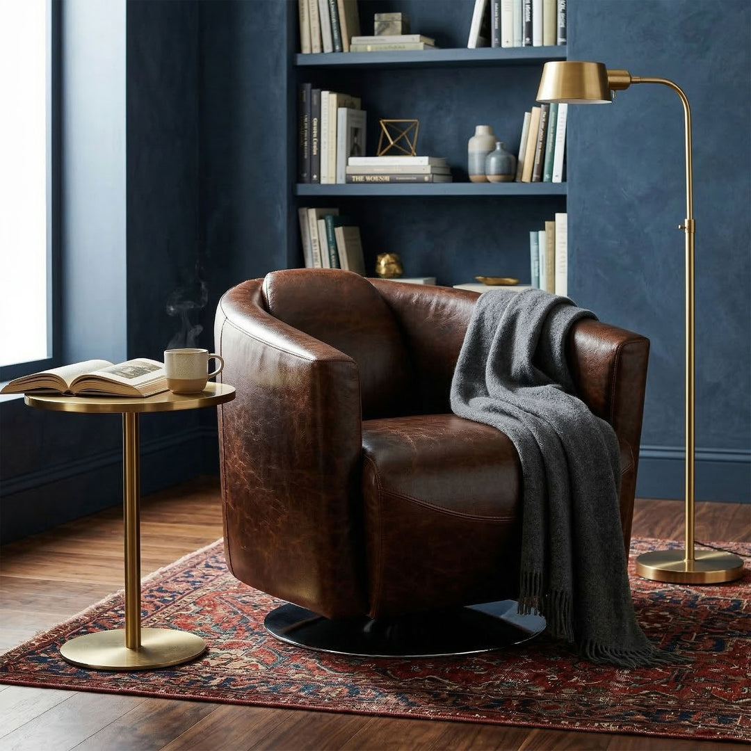 Lannister Swivel Club Chair - Brown