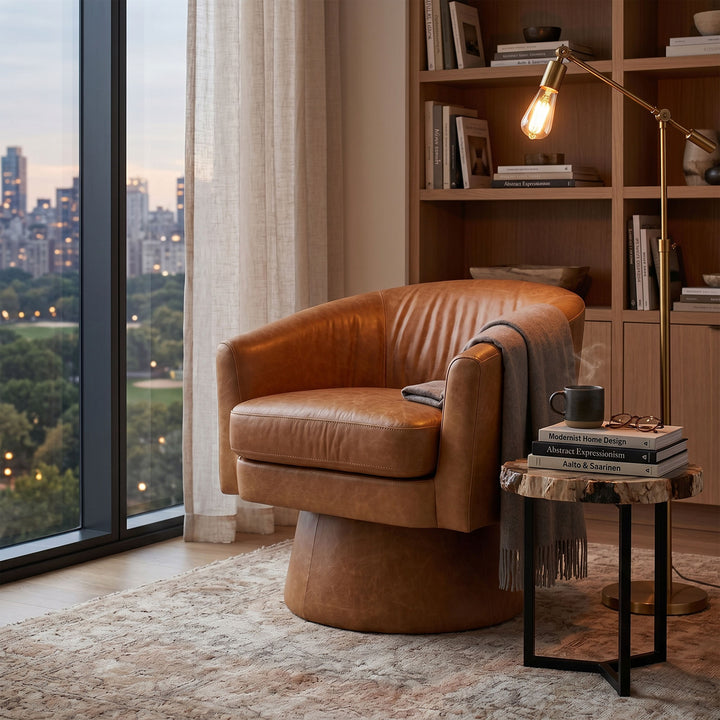 Study Swivel Club Chair - Nubuck