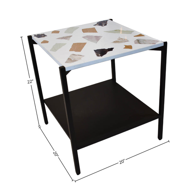 Terrazzo Side Table - Brass And White Mosaic