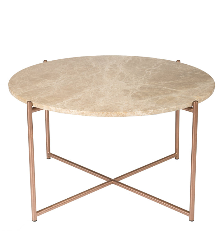 Venice Round Coffee Table - Brown Marble + Brushed Brass