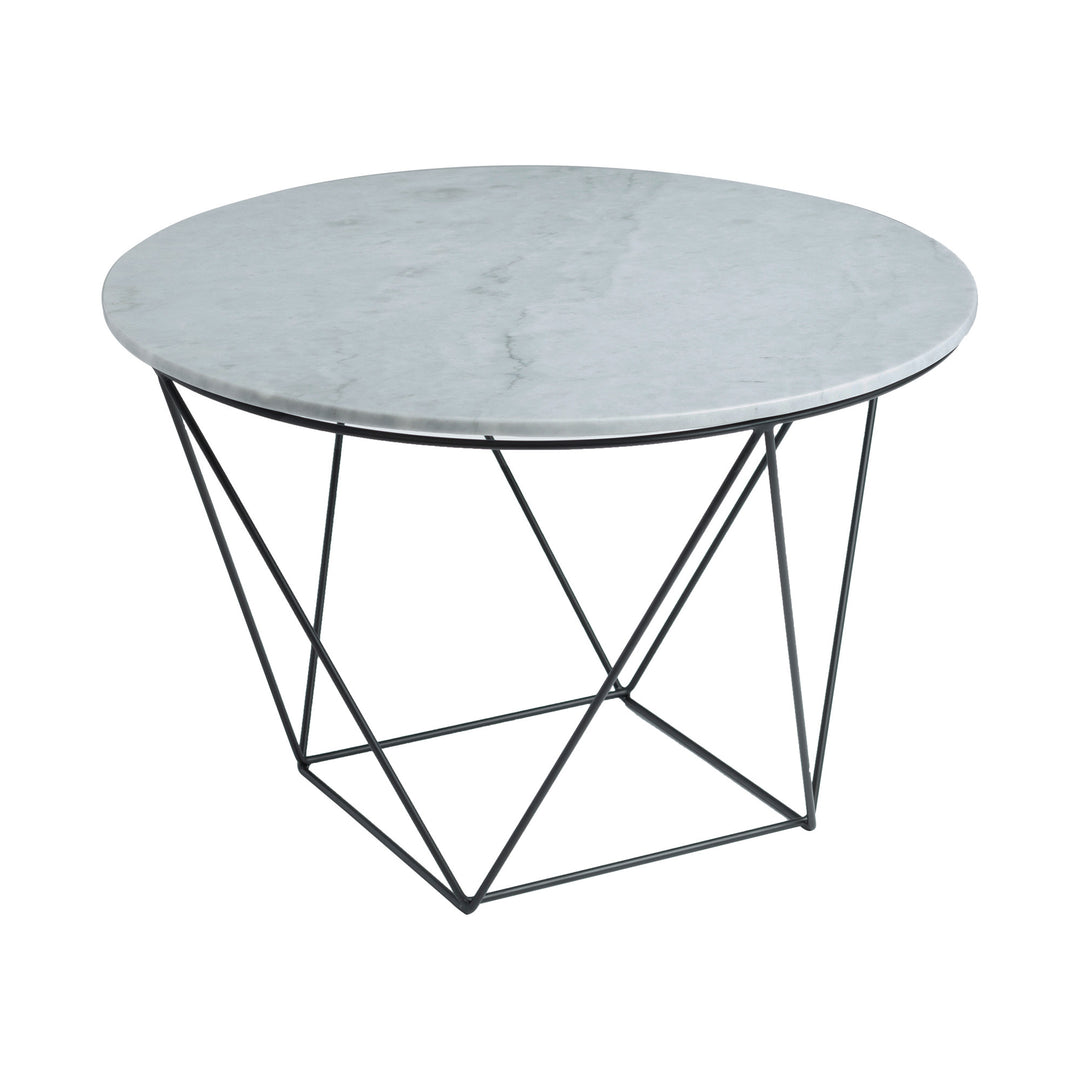Valencia Round Side Table - Grey Marble Top and Black Matte Base (2 Screws/Suction Cups)