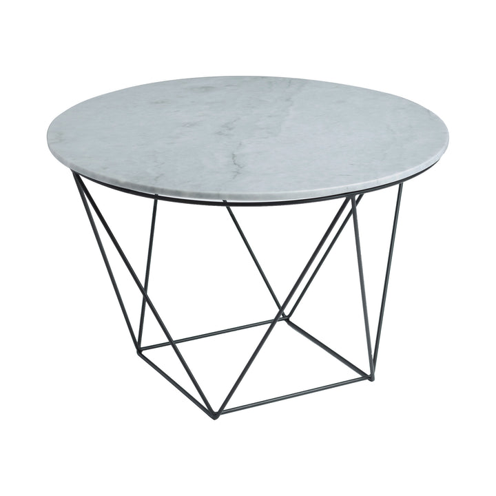 Valencia Round Side Table - Grey Marble Top and Black Matte Base (2 Screws/Suction Cups)