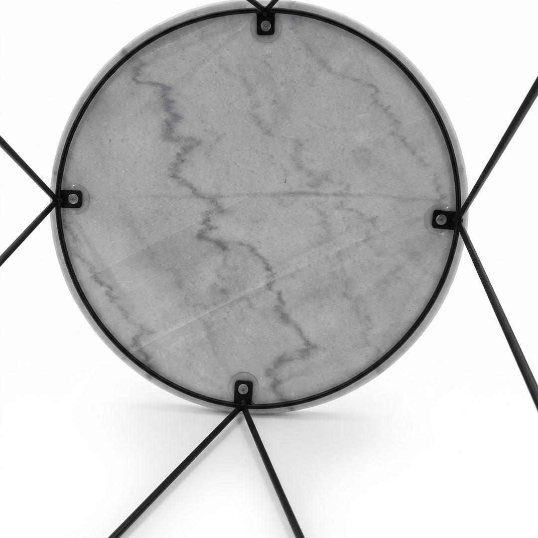 Valencia Round Side Table - Grey Marble Top and Black Matte Base (Suction Cup Only)