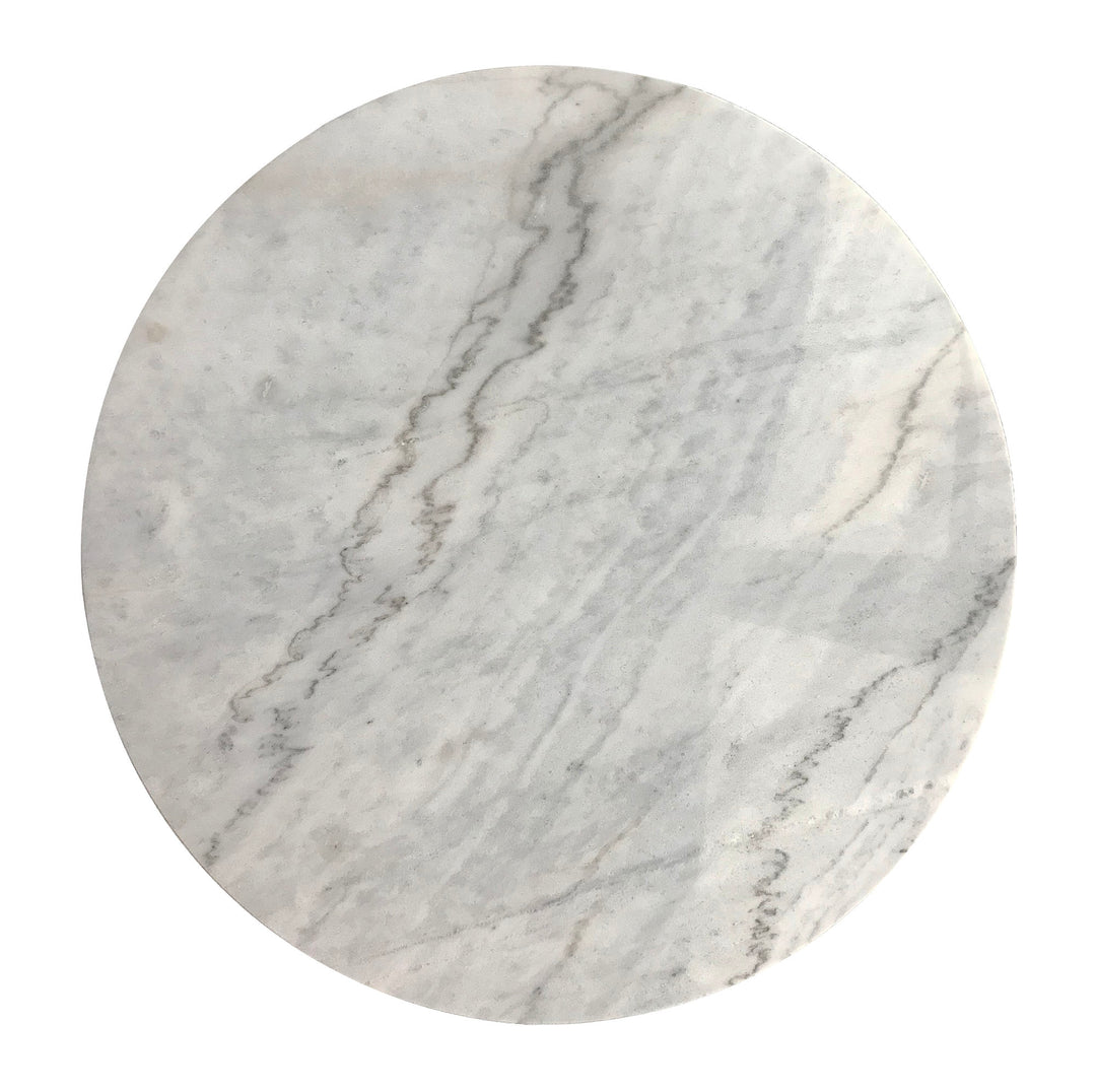 Valencia Round Side Table - Grey Marble Top and Black Matte Base (2 Screws/Suction Cups)