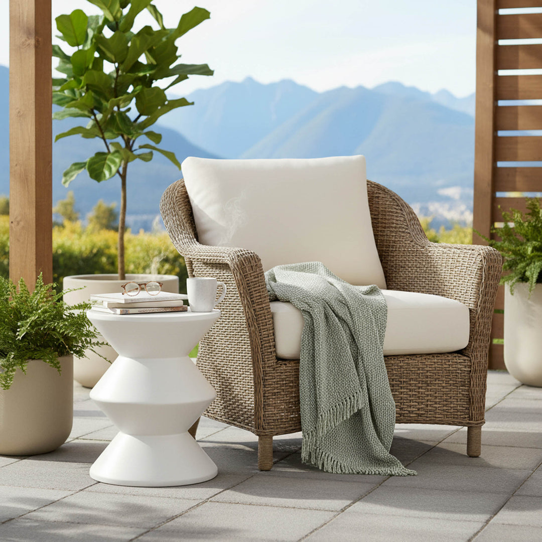 Concrete Inverted Side Table - White