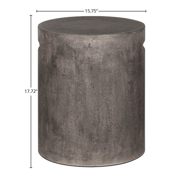 Concrete Round Side Table With Handle - Dark Grey