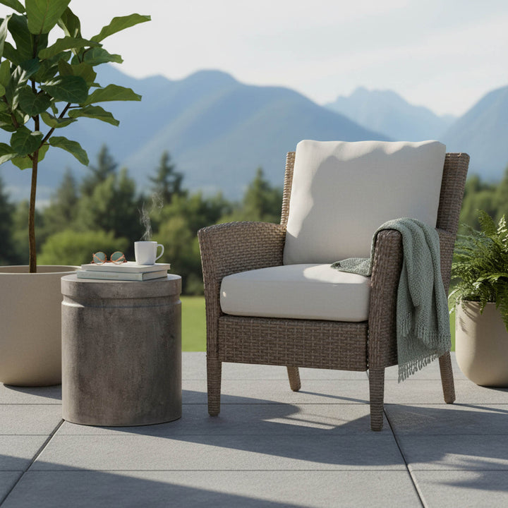 Concrete Round Side Table With Handle - Dark Grey