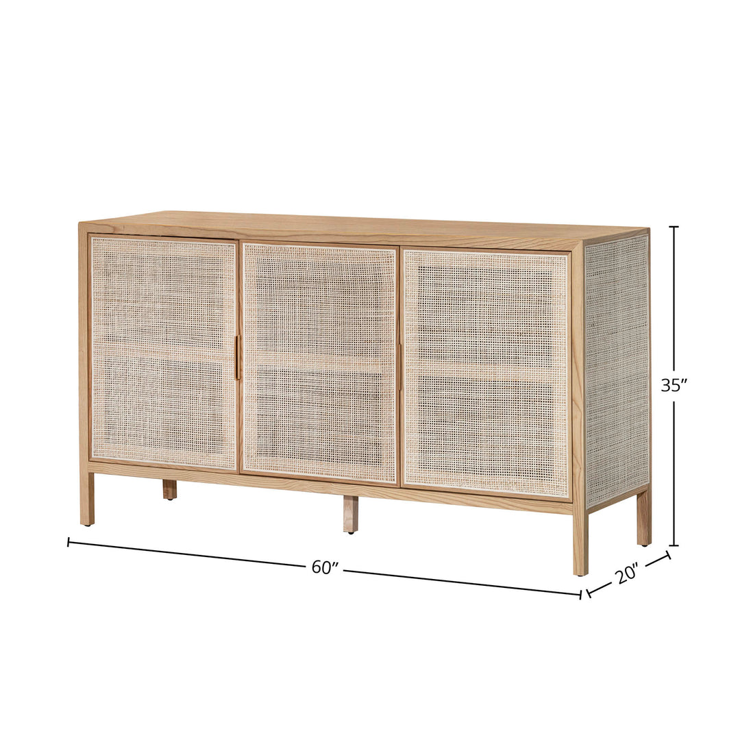 Rattan 3 Door Sideboard - Natural - Colour Variance from RAT004B-N