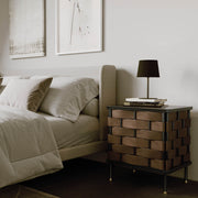 Bishop Side Table - Brown Leather