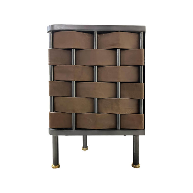 Bishop Side Table - Brown Leather