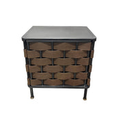 Bishop Side Table - Brown Leather