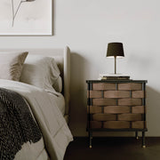 Bishop Side Table - Brown Leather