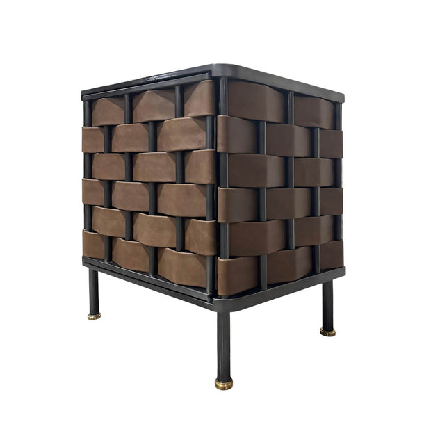 Bishop Side Table - Brown Leather