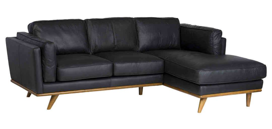 Las Vegas Aria Sofa Chaise - Charme Black Leather
