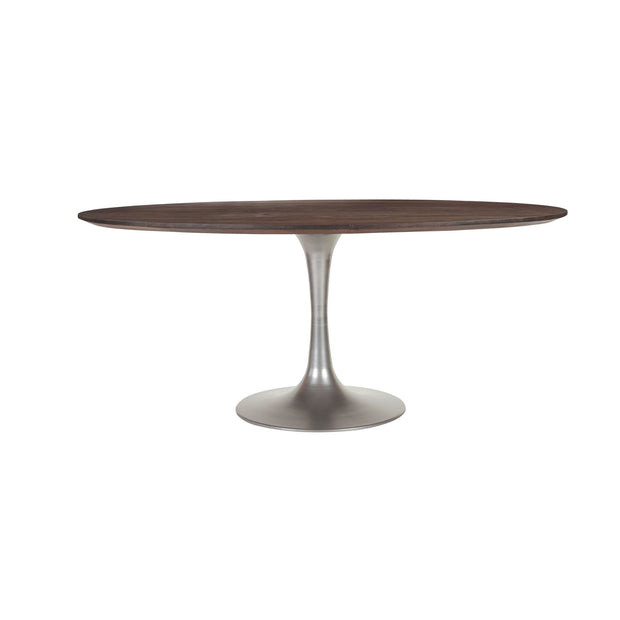 Aspen Oval Dining Table with Silver Base - Vinegar Matte