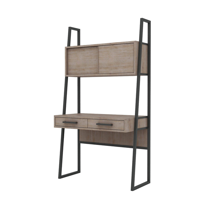 light brown industrial modular desk