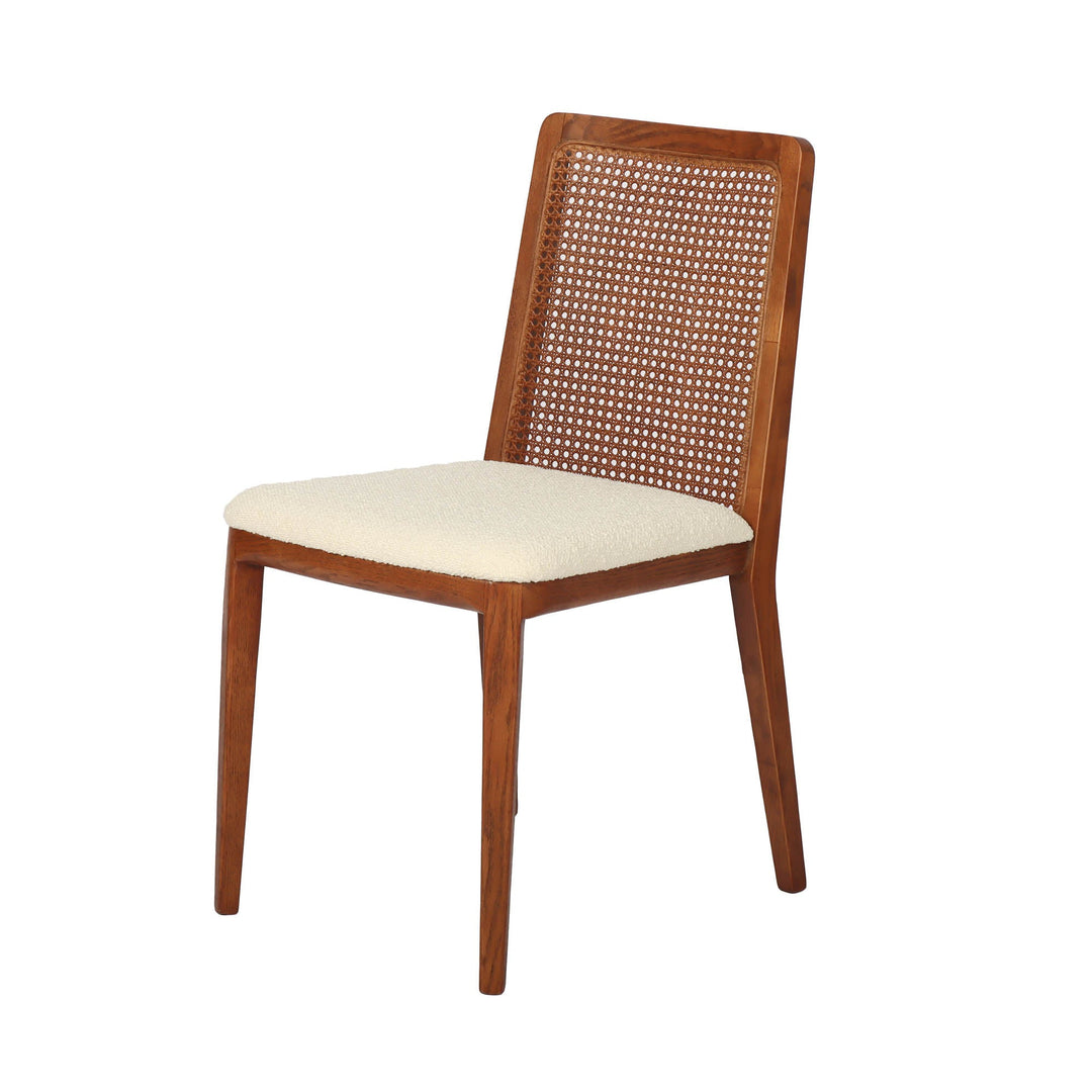 Cane Dining Chair - Scandi Boucle White/Brown Frame (Limited Edition)