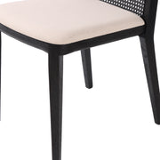 Cane Dining Chair - Oyster Linen/Black Frame