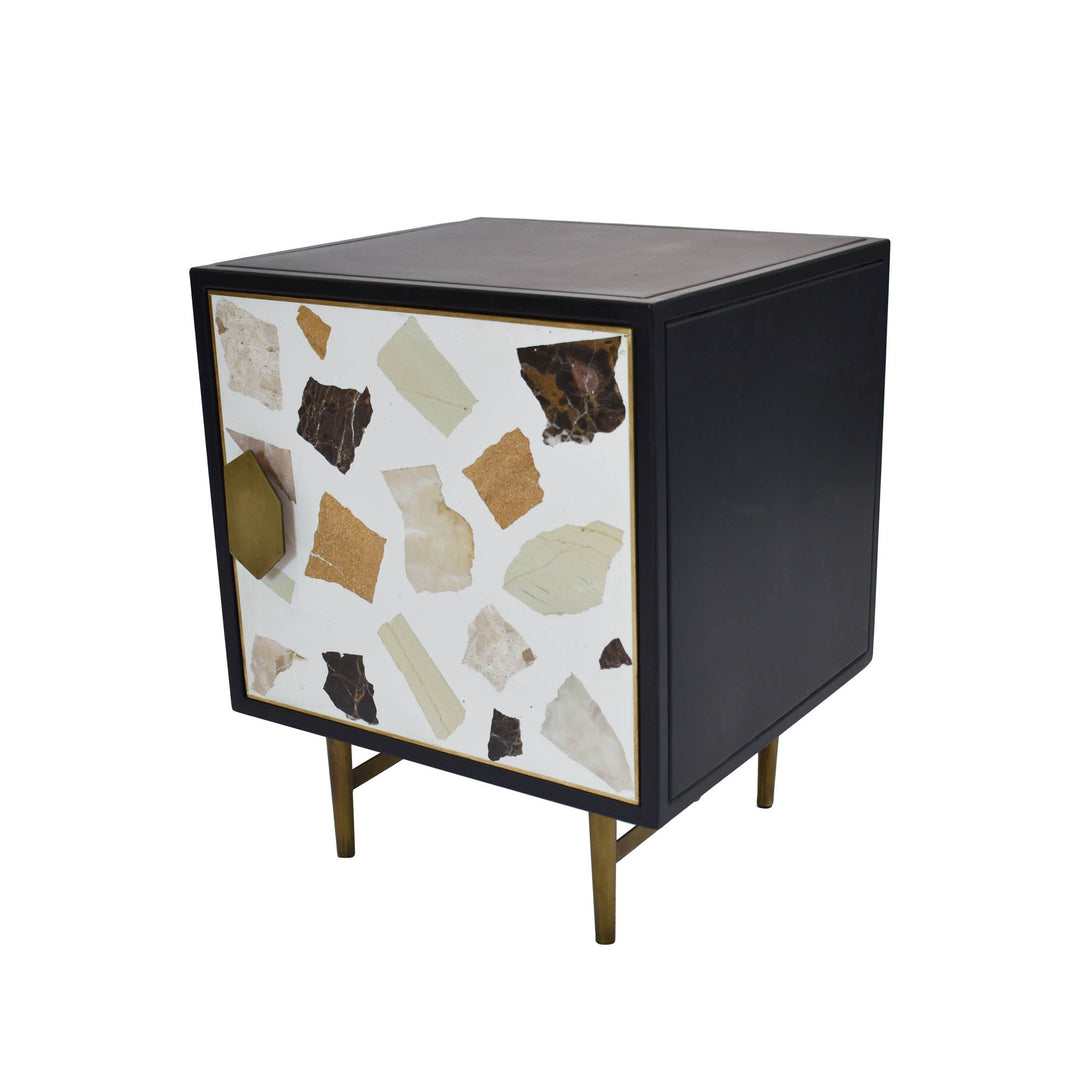 Terrazzo 1 Door Nightstand - White Mosaic
