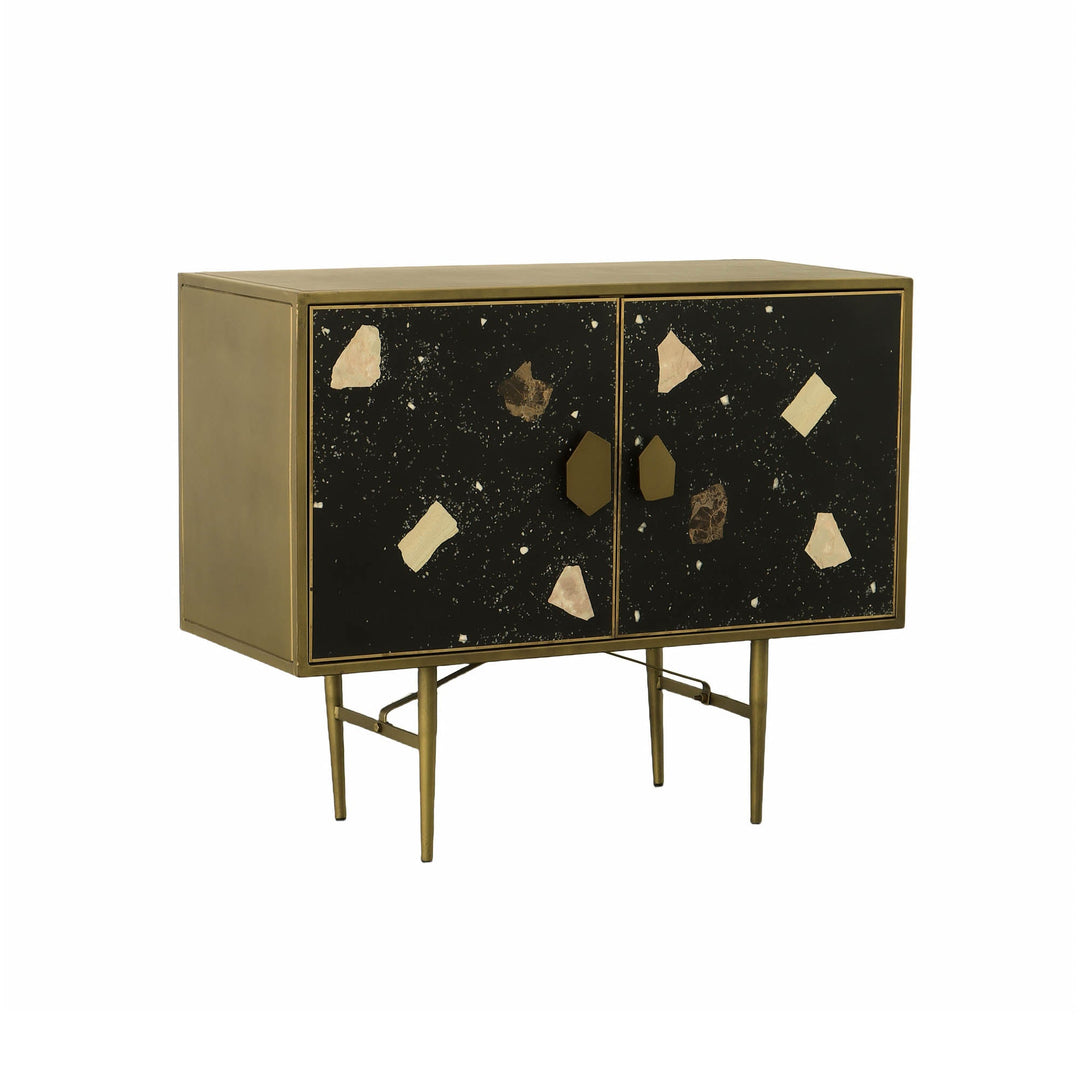 Terrazzo Small Sideboard - Brass And Dark Mosaic
